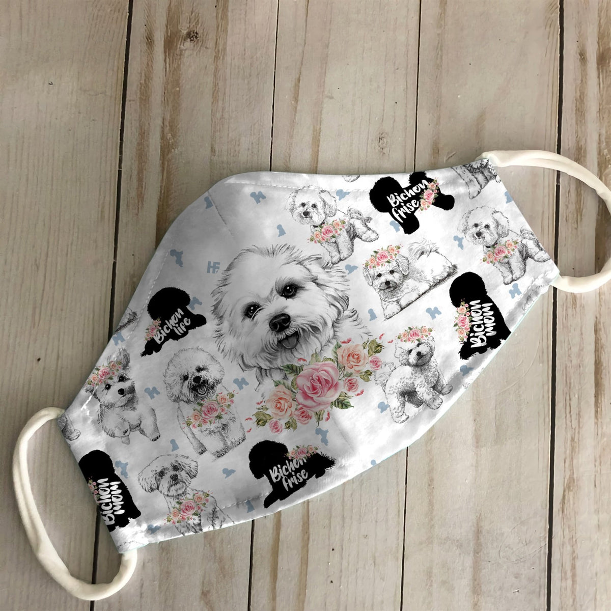 Bichon Frise Floral Vintage EZ07 2406 Face Mask