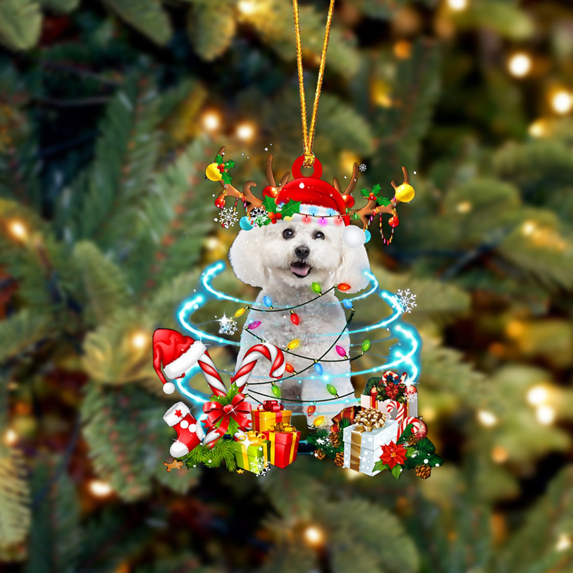 Bichon Frise-Christmas Candy&Gift-Two Sided Ornament