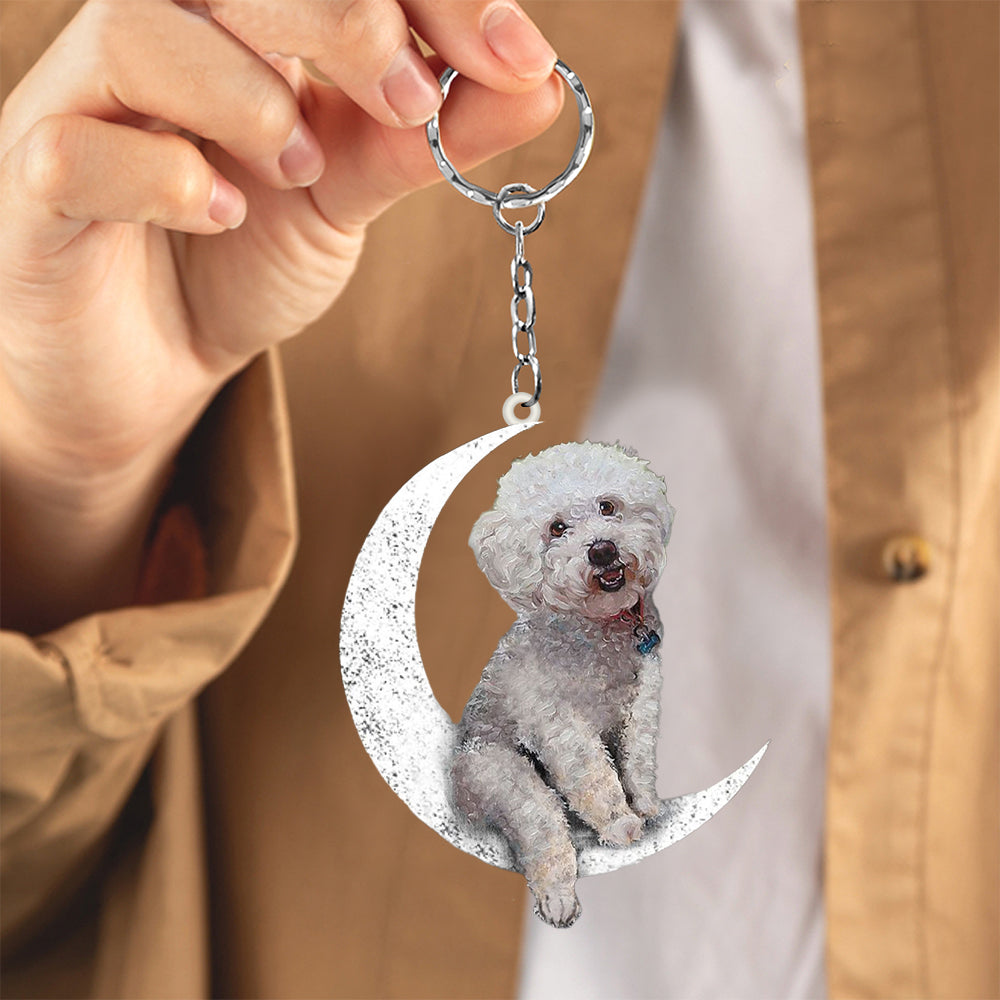 Bichon Frise-Sit On The Moon Keychain