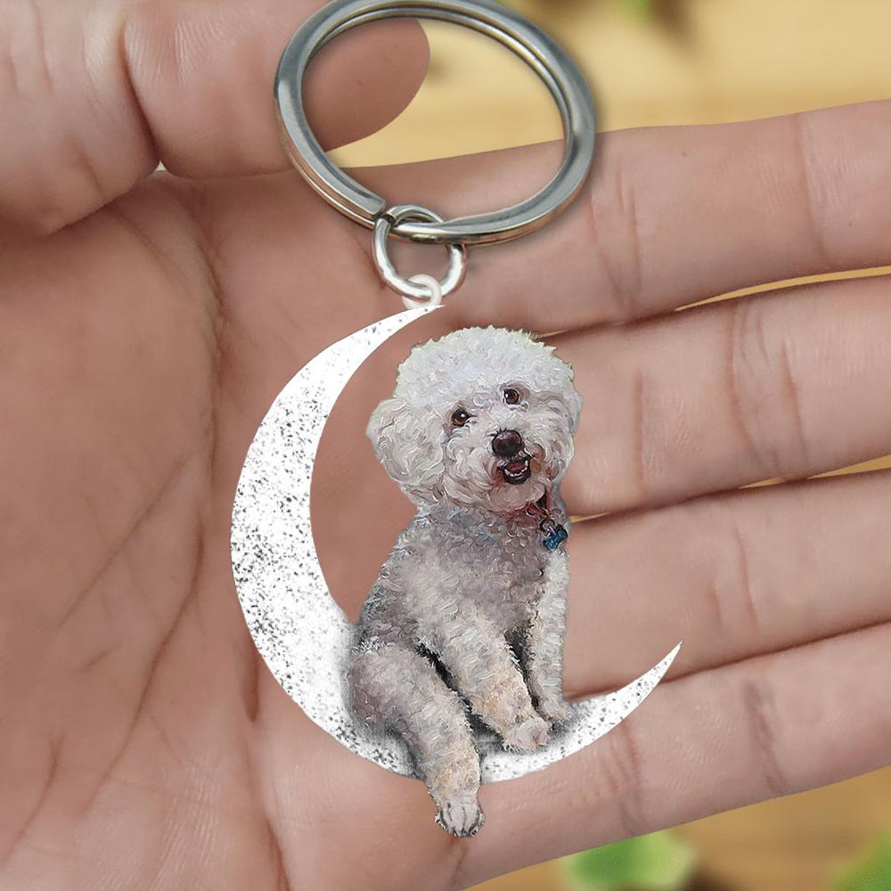 Bichon Frise-Sit On The Moon Keychain