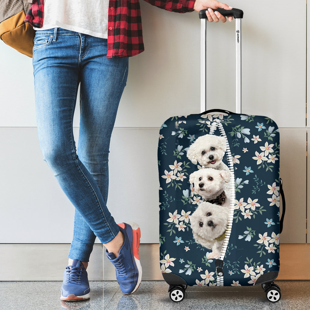 Bichon Frise-Flowers-Luggage covers