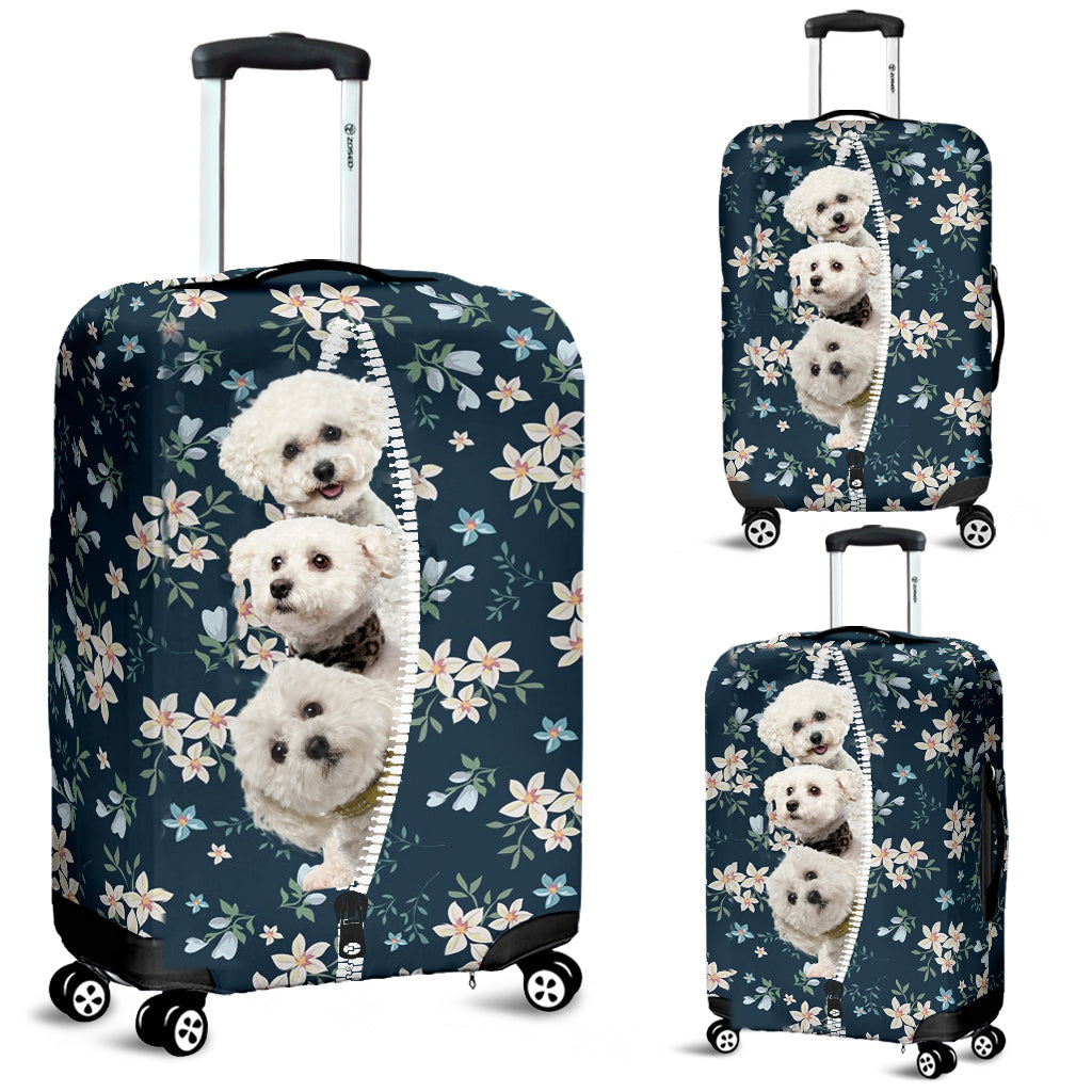 Bichon Frise-Flowers-Luggage covers