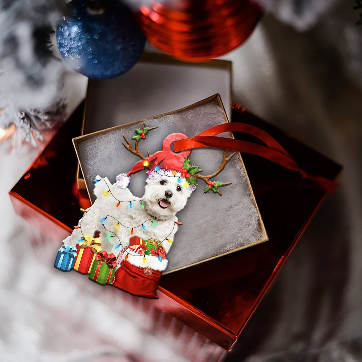 Bichon Frise Christmas Tree Shape Ornament