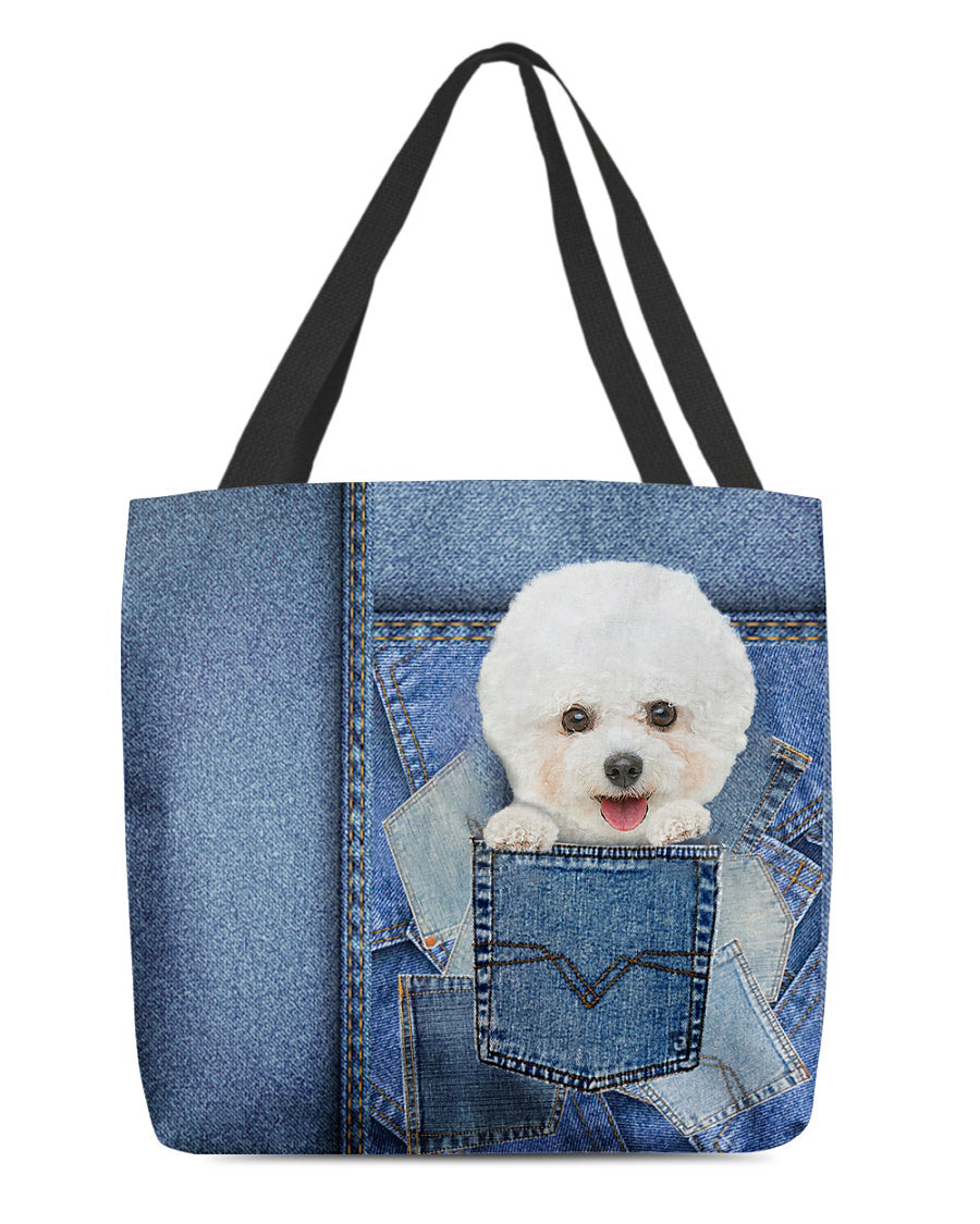 Bichon frise-in pocket2-Cloth Tote Bag