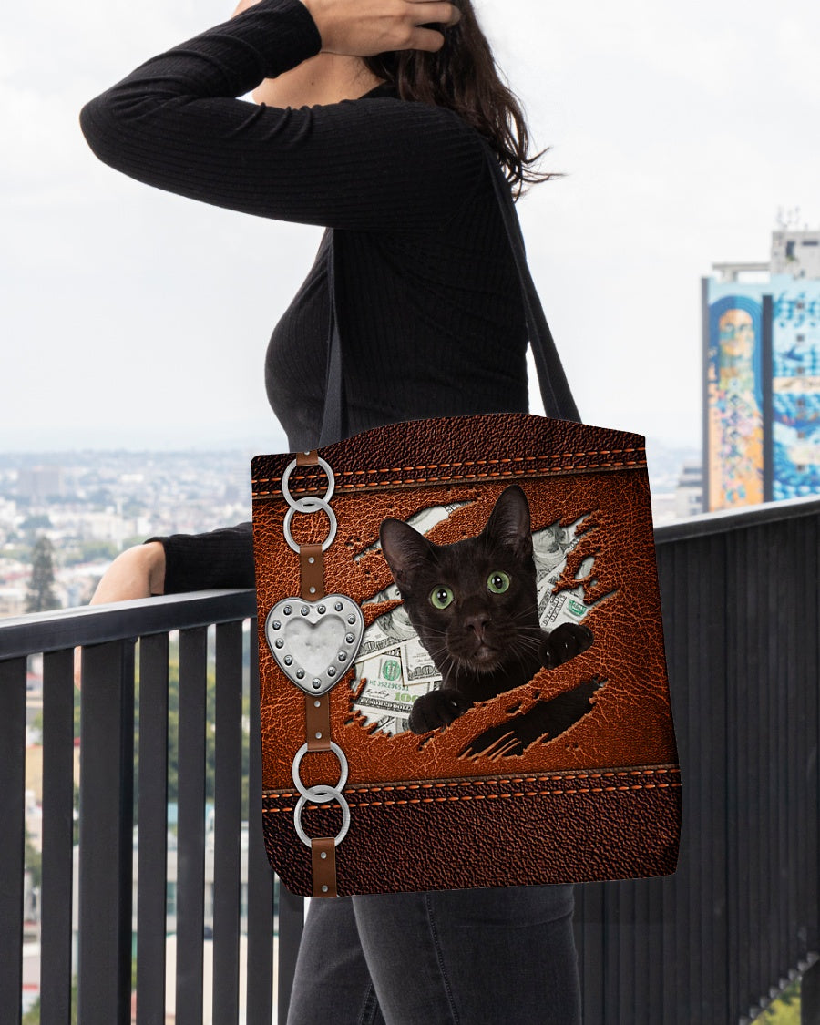 Black Cat-Let Me Go Out -Cloth Tote Bag
