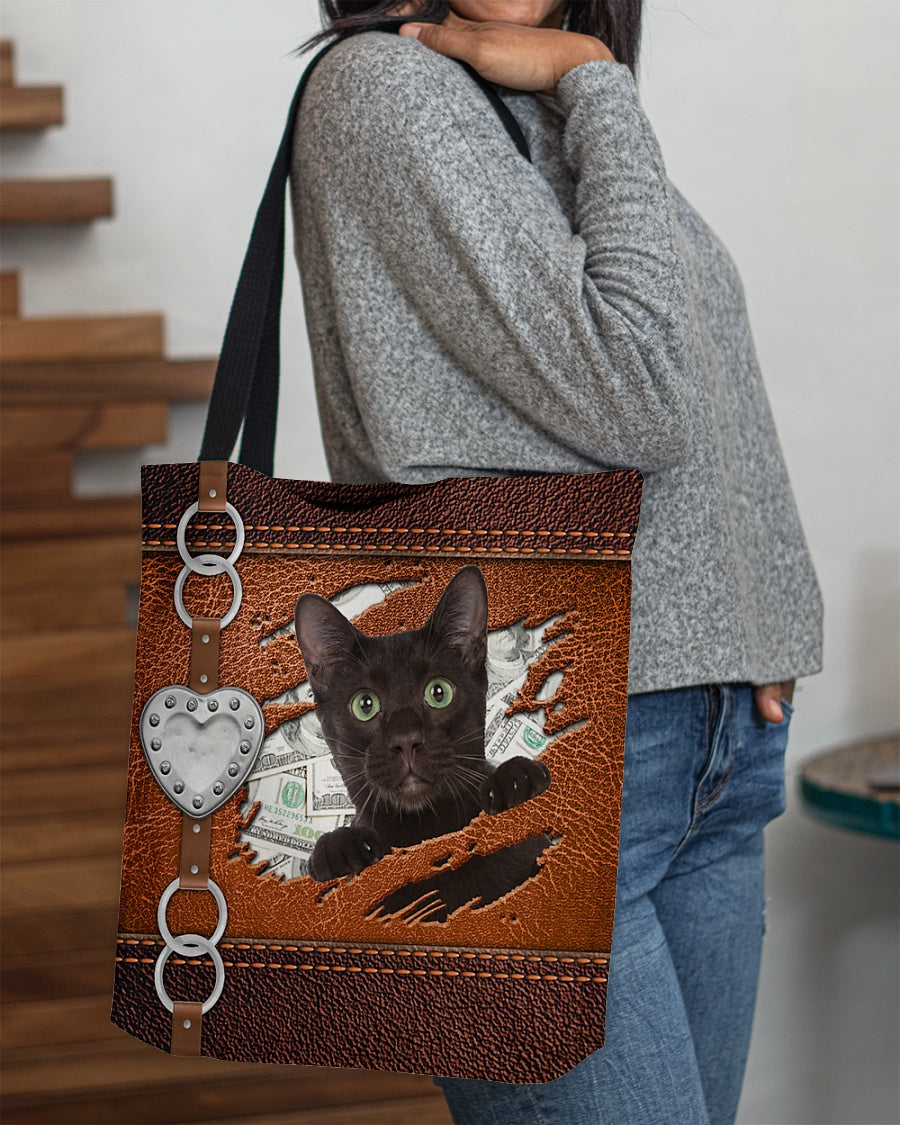 Black Cat-Let Me Go Out -Cloth Tote Bag