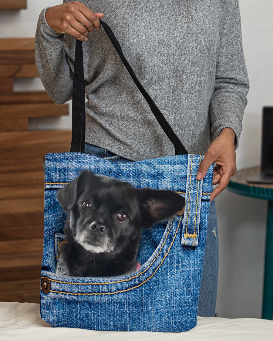 Black Chug-in pocket-Cloth Tote Bag