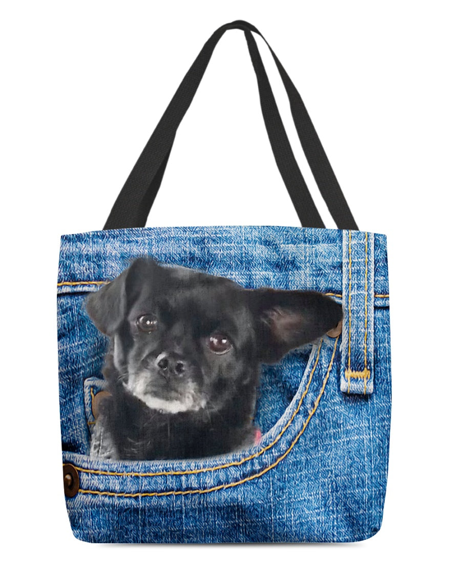 Black Chug-in pocket-Cloth Tote Bag