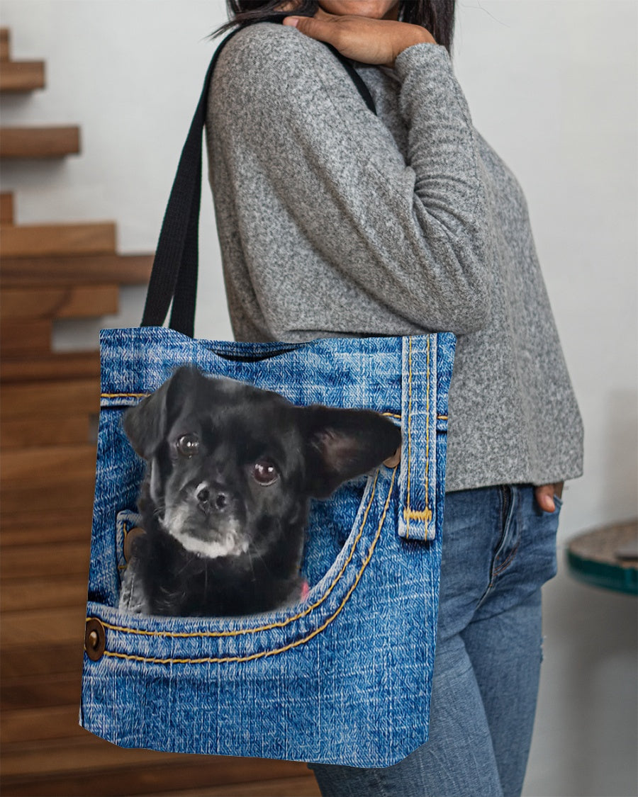 Black Chug-in pocket-Cloth Tote Bag