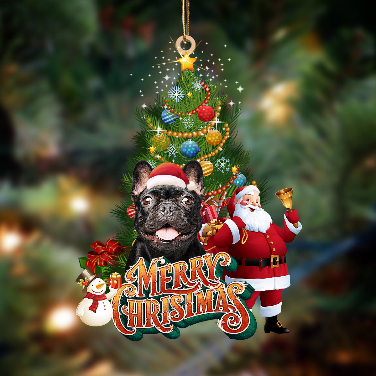 Black French Bulldog-Christmas Tree&amp;Dog Hanging Ornament