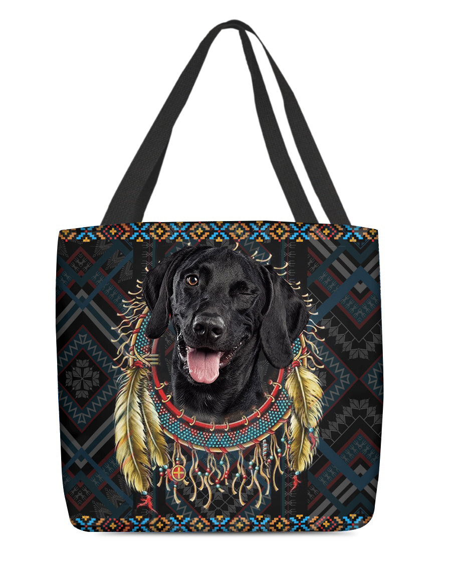Black Labrador  In Dreamcatcher Cloth Tote Bag