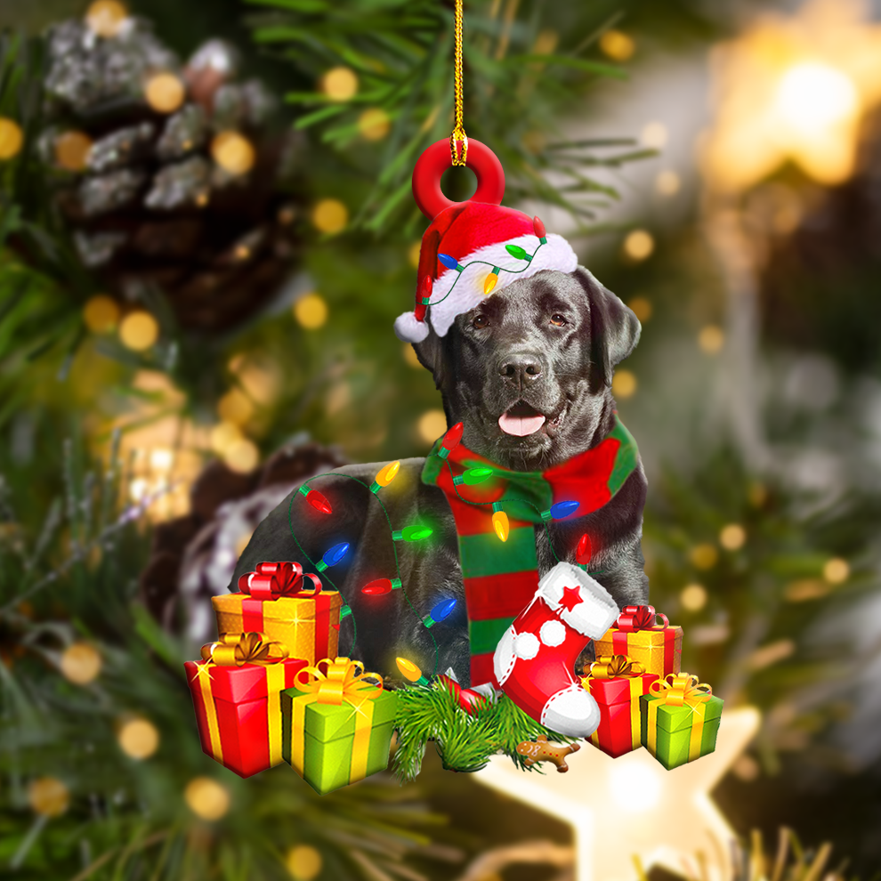 Black Labrador Christmas Shape Ornament