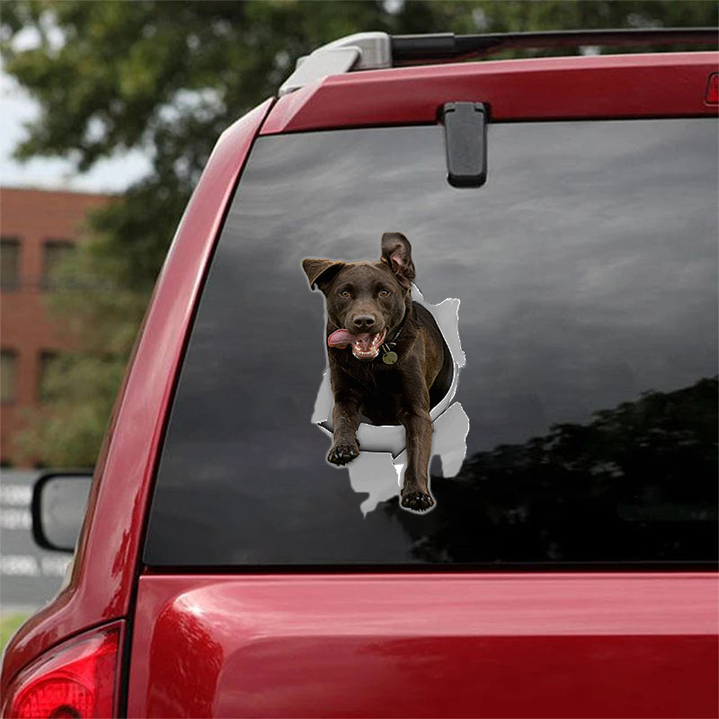 Cute Black Labrador CRACK CAR STICKER
