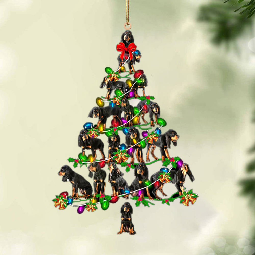 Black Tan Coonhound -Christmas Tree Lights-Two Sided Ornament