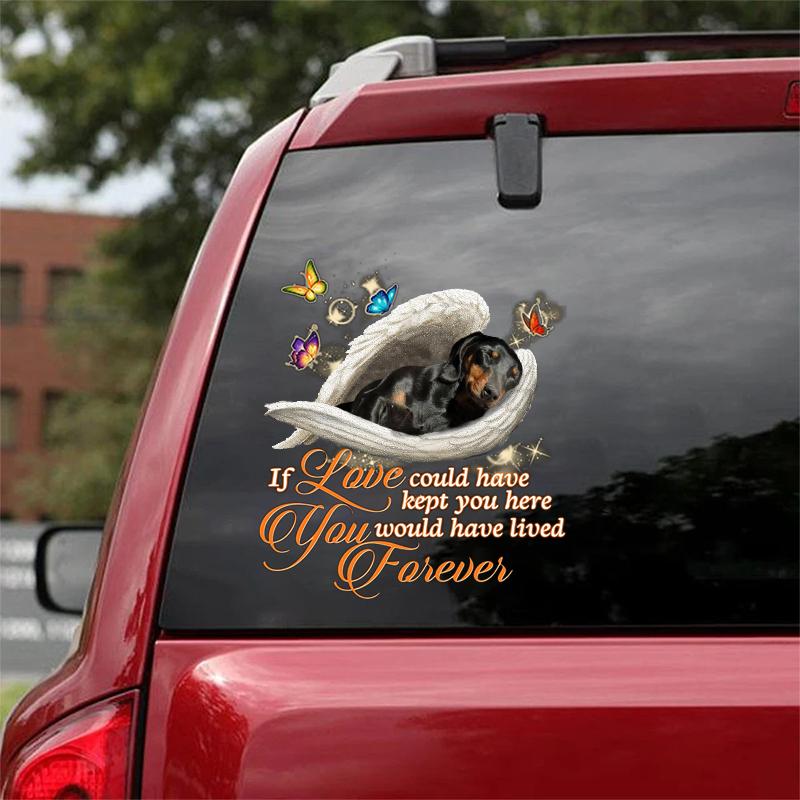Black and tan dachshund Sleeping Angel Lived Forever Decal