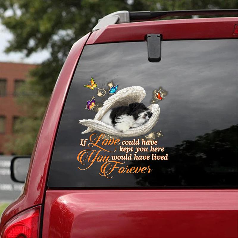 Black and white shih tzu Sleeping Angel Lived Forever Decal