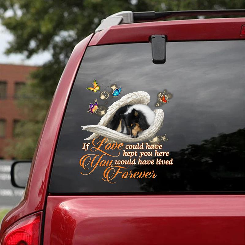 Black tri-color Border Collie  Sleeping Angel Lived Forever Decal