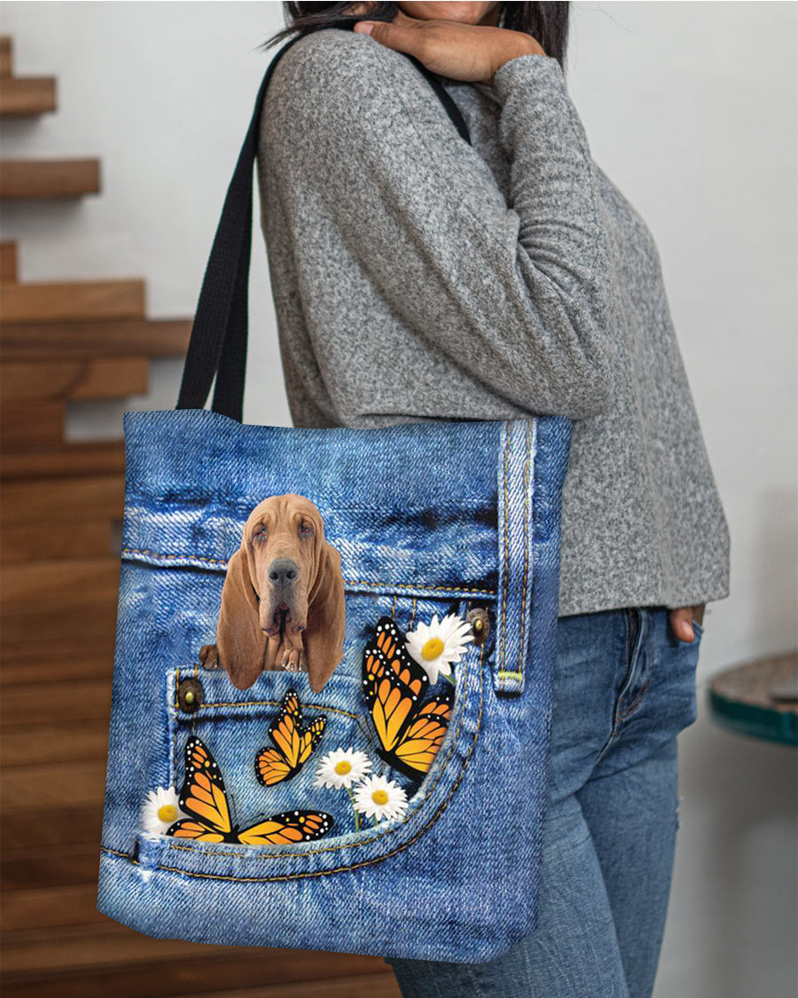 Bloodhound-Butterfly Daisies Fait-CLOTH TOTE BAG