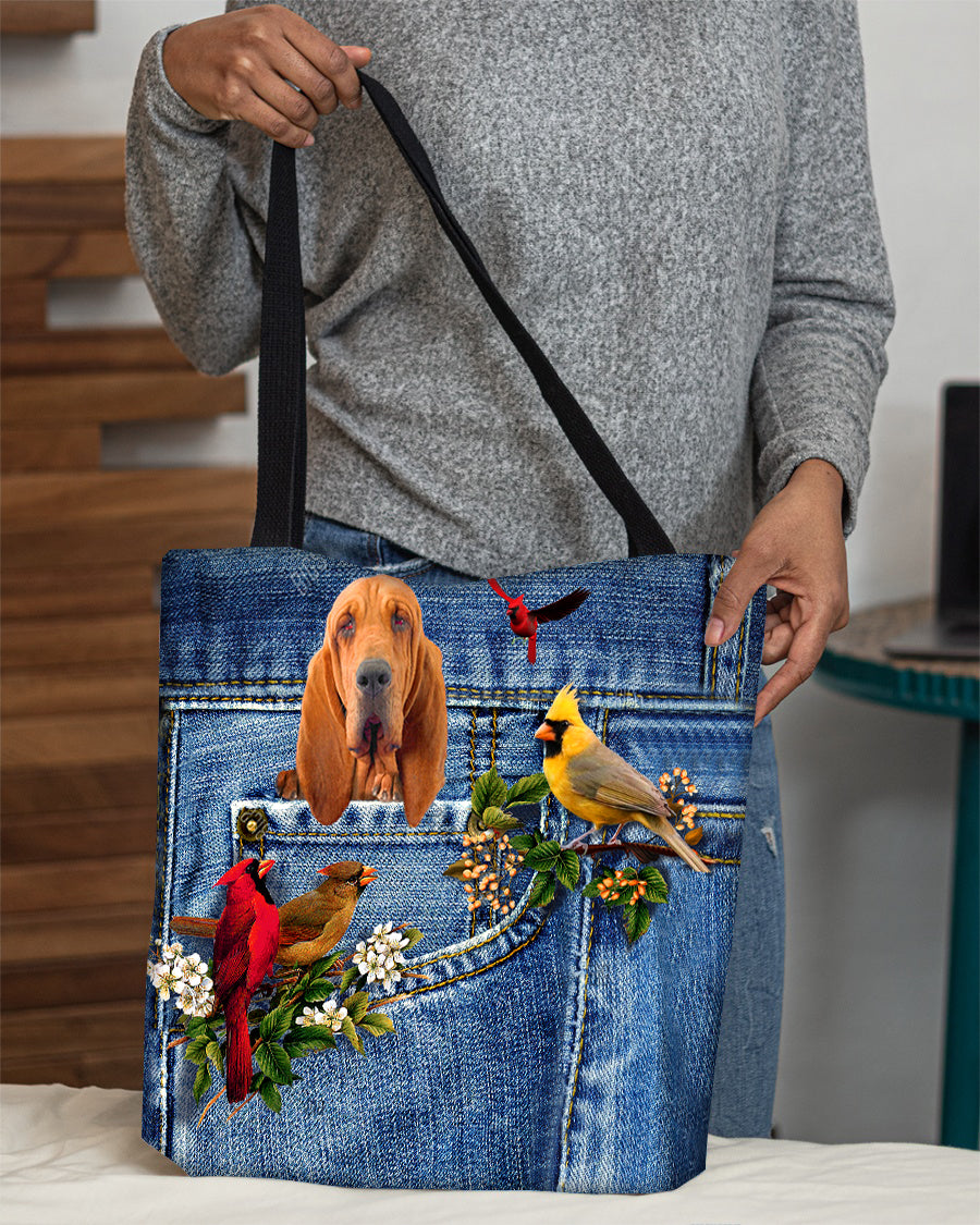Bloodhound-Cardinal &amp; Dog Cloth Tote Bag