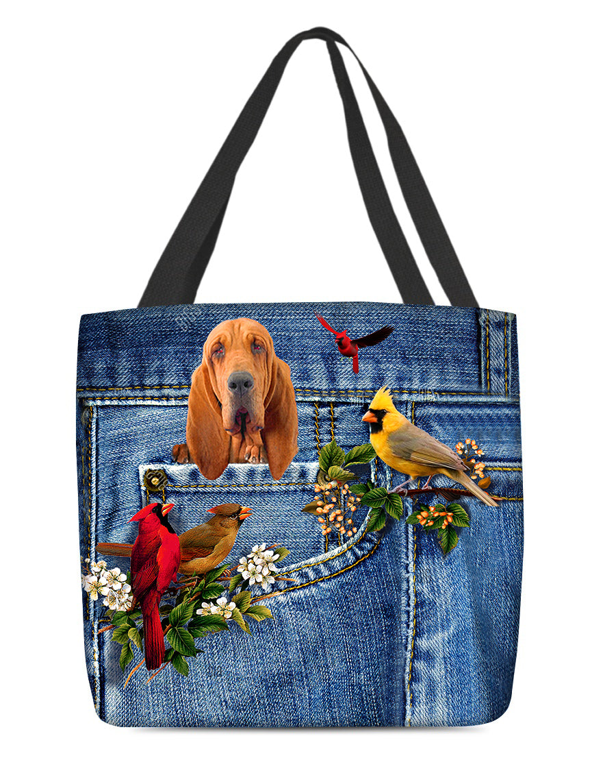 Bloodhound-Cardinal &amp; Dog Cloth Tote Bag