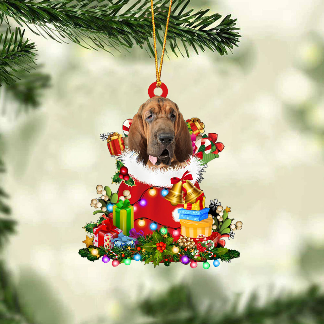 Bloodhound-Christmas Bag Gift-Two Sided Ornament