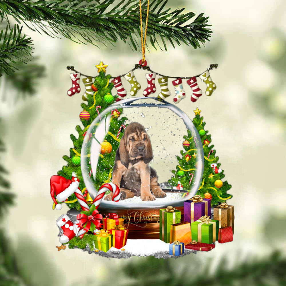 Bloodhound-Christmas Crystal Box Dog-Two Sided Ornament