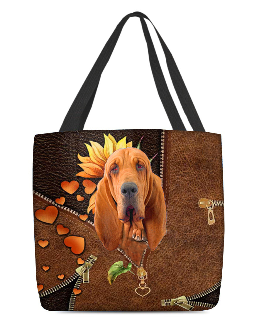 Bloodhound-Sunflower&amp;zipper Cloth Tote Bag