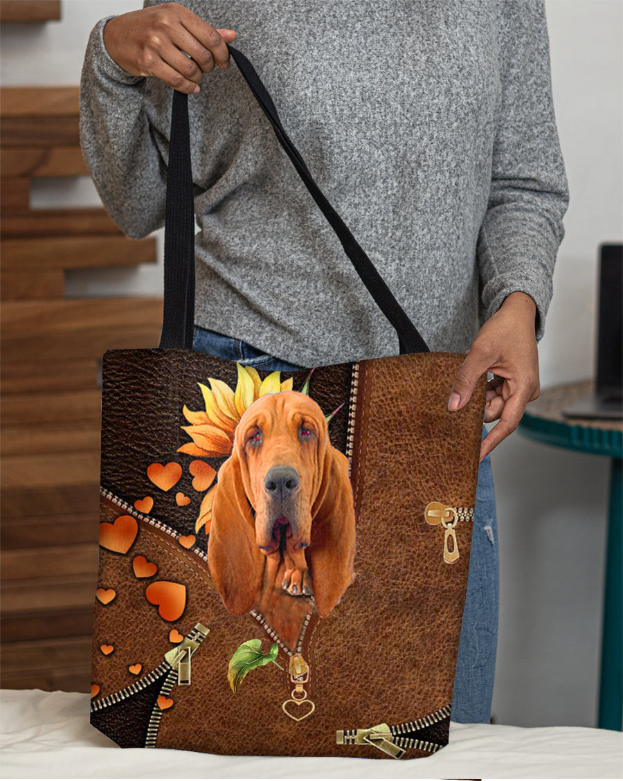Bloodhound-Sunflower&amp;zipper Cloth Tote Bag