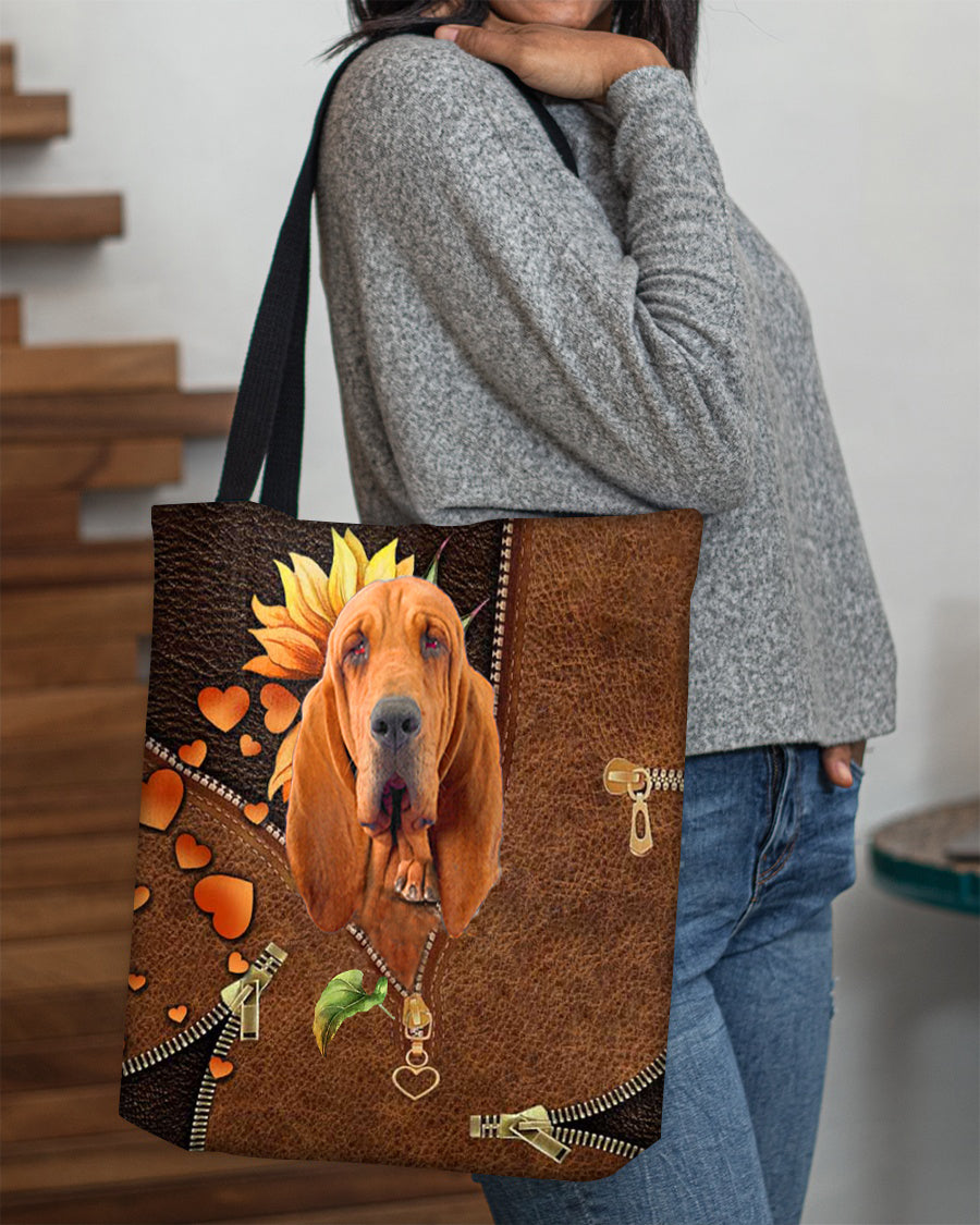 Bloodhound-Sunflower&amp;zipper Cloth Tote Bag
