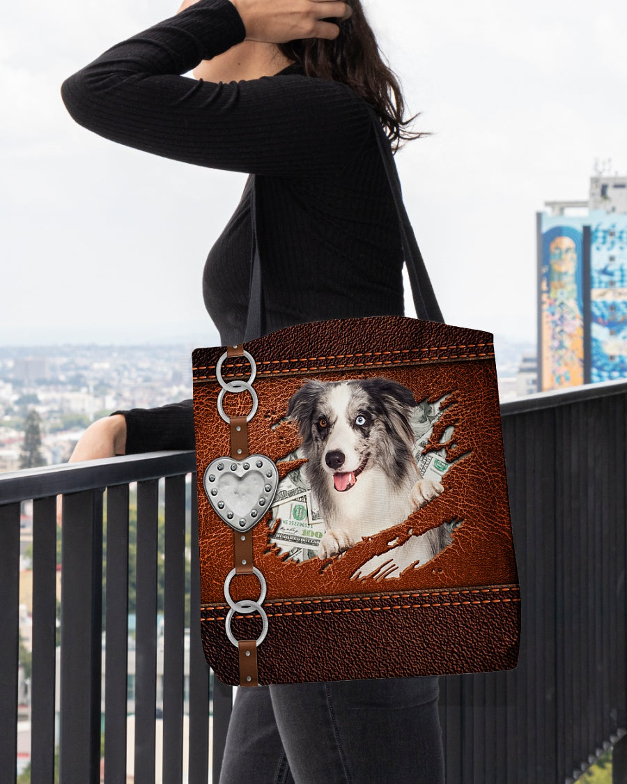 Blue Merle Collie-Let Me Go Out -Cloth Tote Bag
