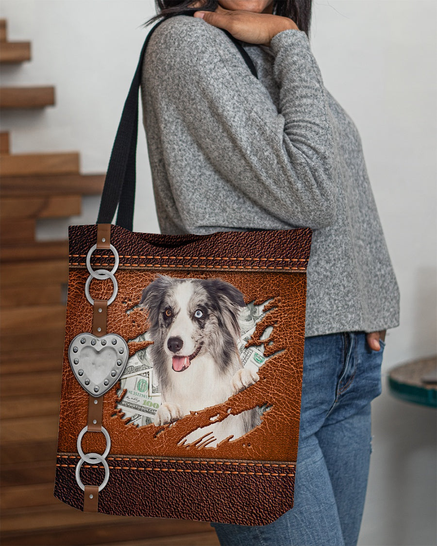 Blue Merle Collie-Let Me Go Out -Cloth Tote Bag