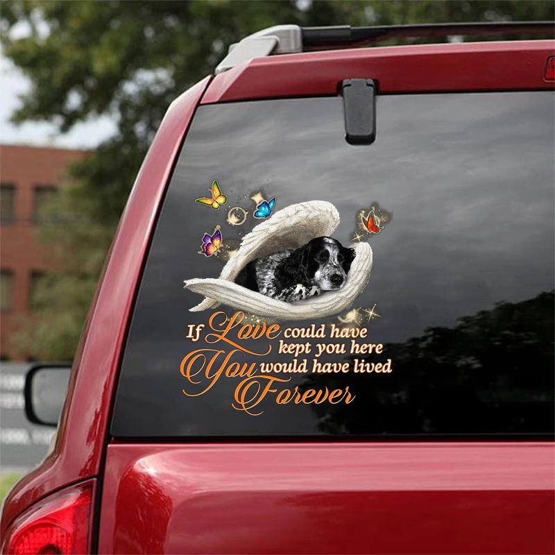 Blue roan cocker spaniel Sleeping Angel Lived Forever Decal