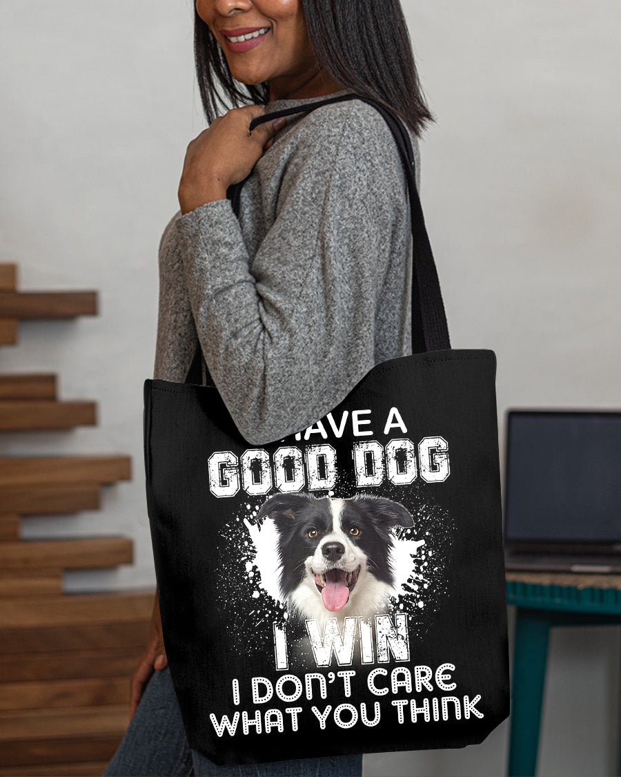 Border Collie-I Win Cloth Tote Bag