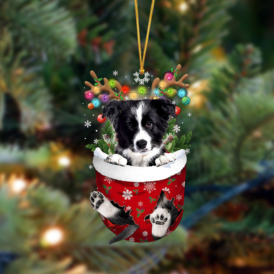 Border Collie-In Christmas Pocket Two Sides Ornament