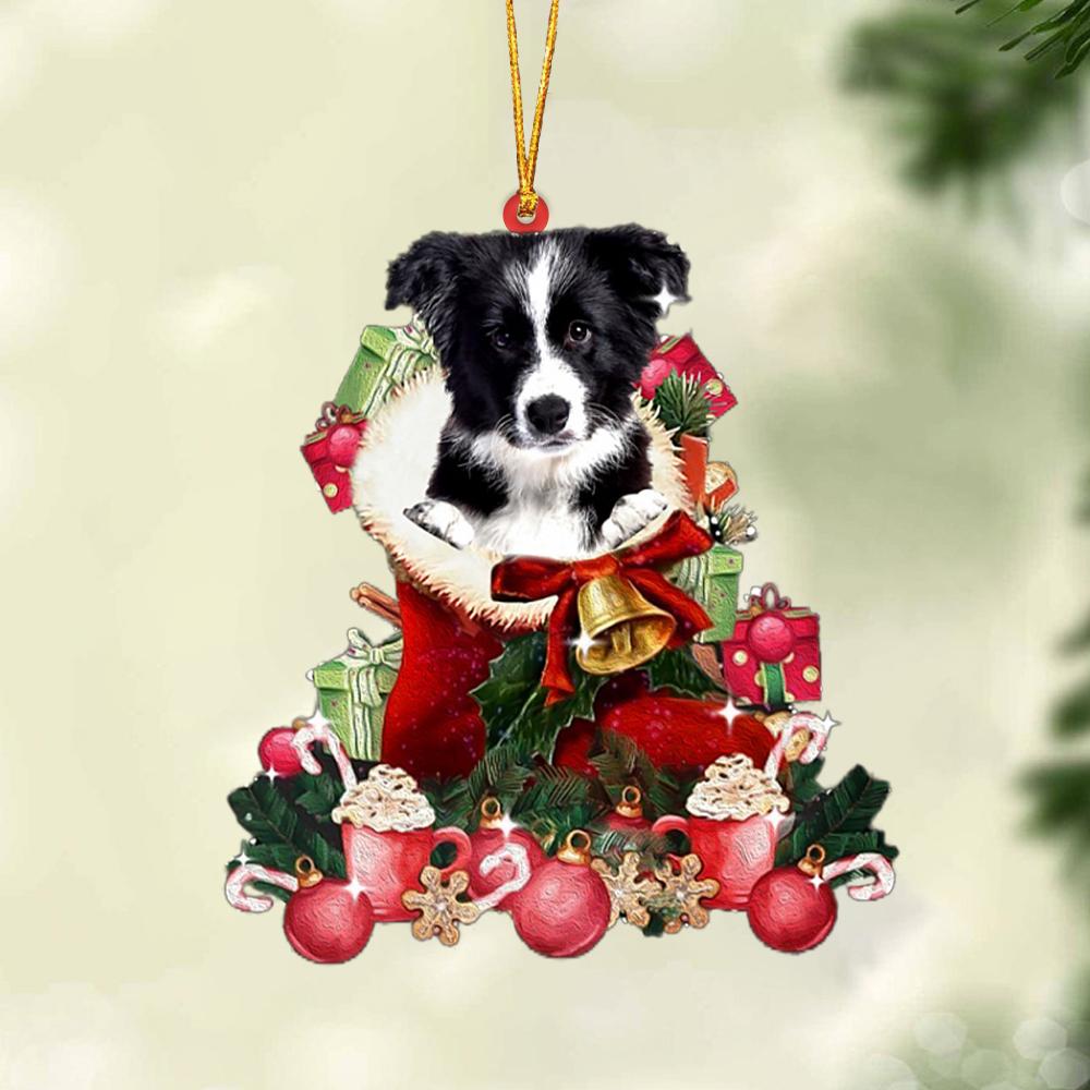 Border Collie-Red Boot Hanging Ornament