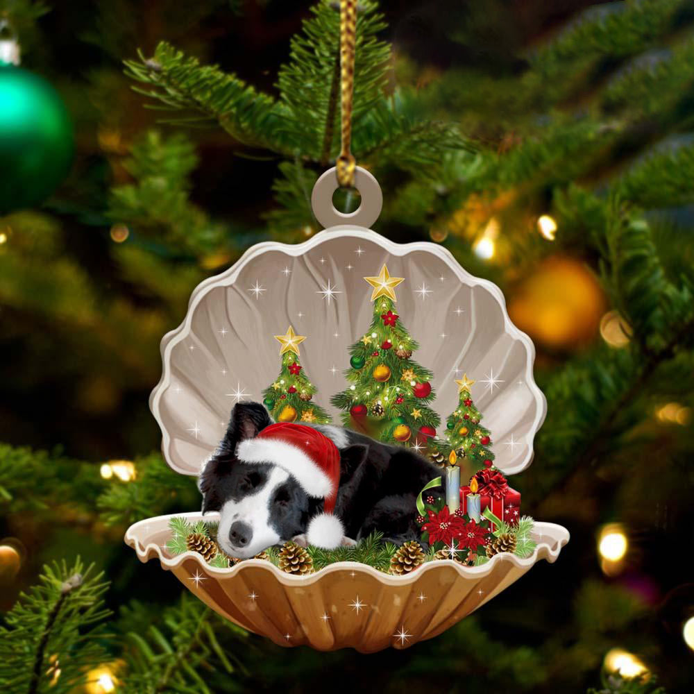 Border Collie-Sleeping Pearl in Christmas Two Sided Ornament