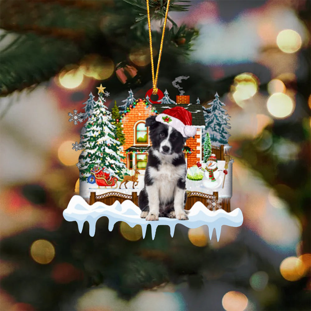Border Collie-Xmas House-Two Sided Ornament