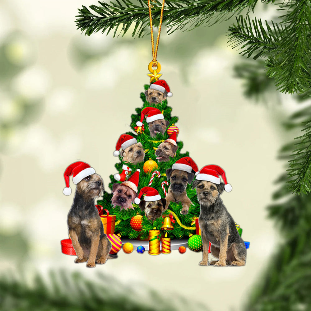 Border Terrier-Xmas Tree&Dog-Two Sided Ornament