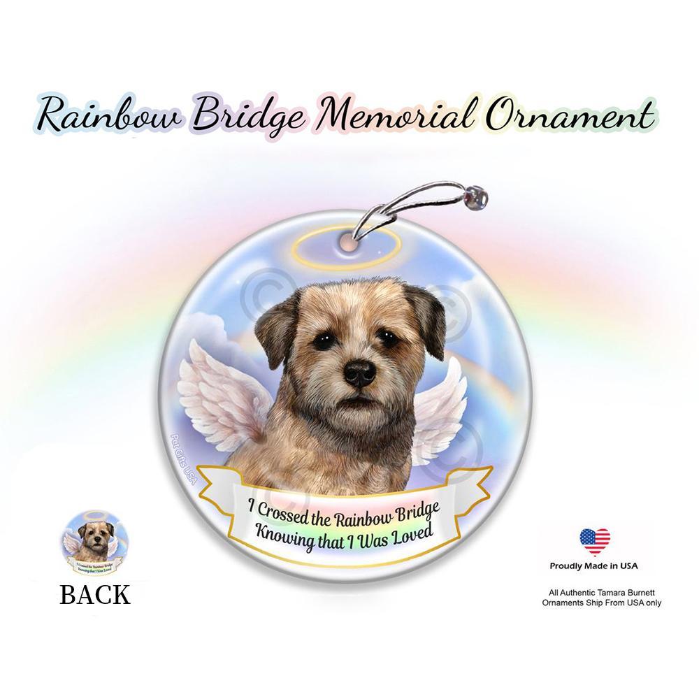 Rainbow Bridge Memorial-Border Terrier Porcelain Hanging Ornament