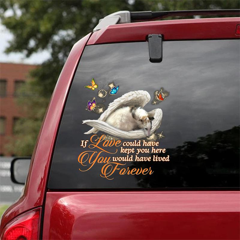 Borzoi Sleeping Angel Lived Forever Decal