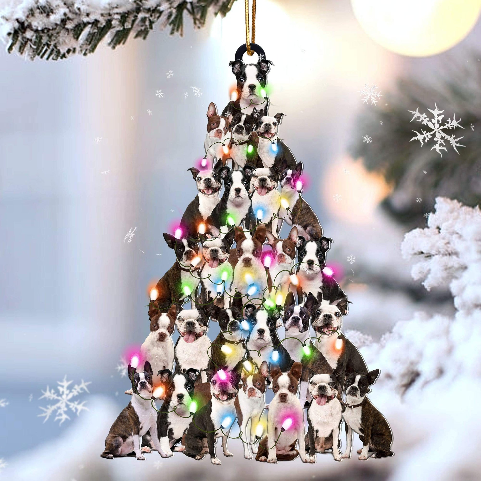 Boston terrier lovely tree gift for boston terrier lover gift for dog mom ornament