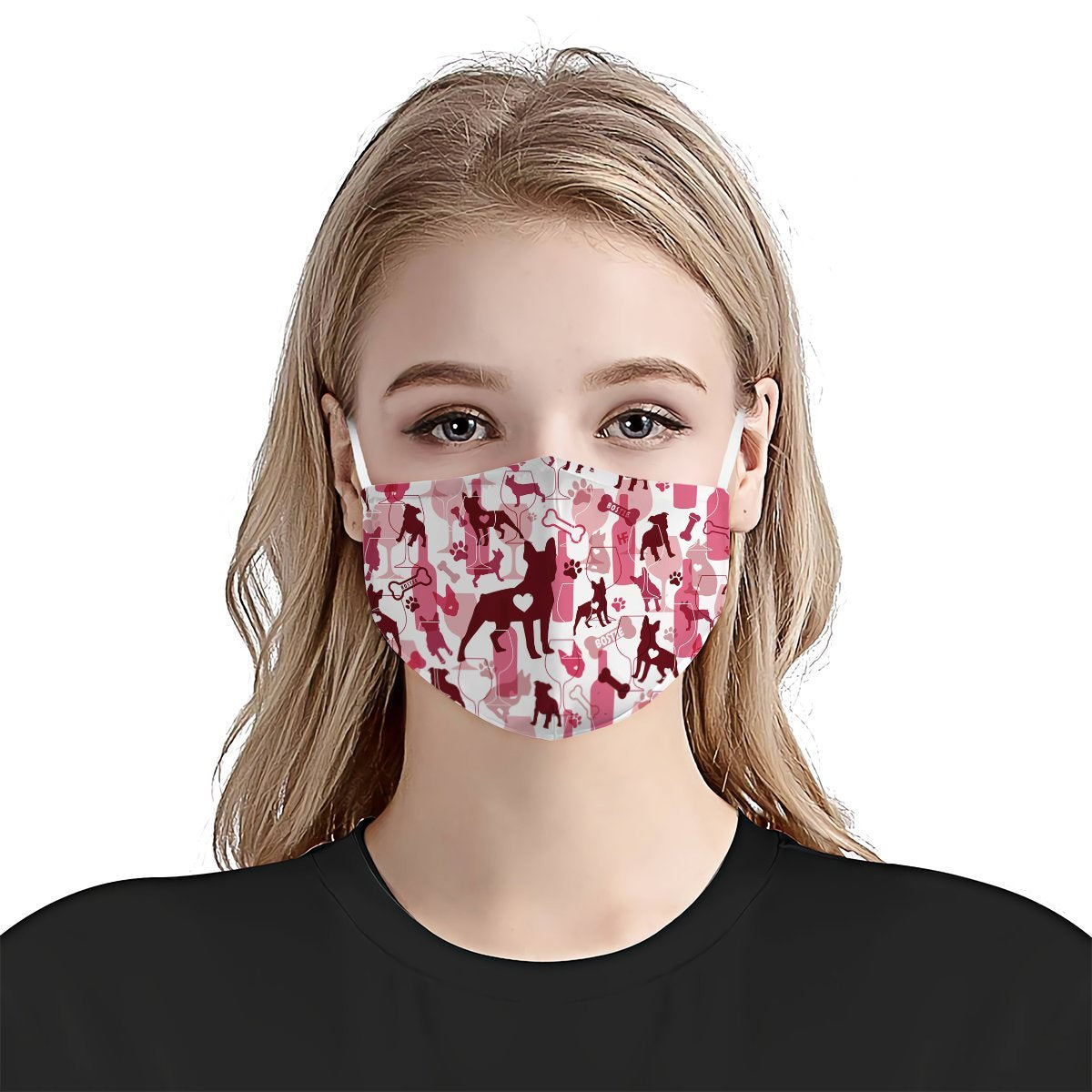 Boston Terrier &amp;amp; Wine Pattern EZ07 2707 Face Mask