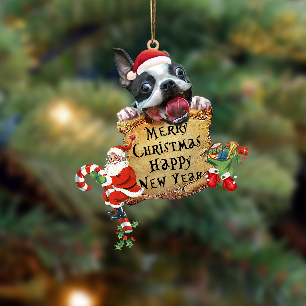 Boston Terrier-Christams & New Year Two Sided Ornament