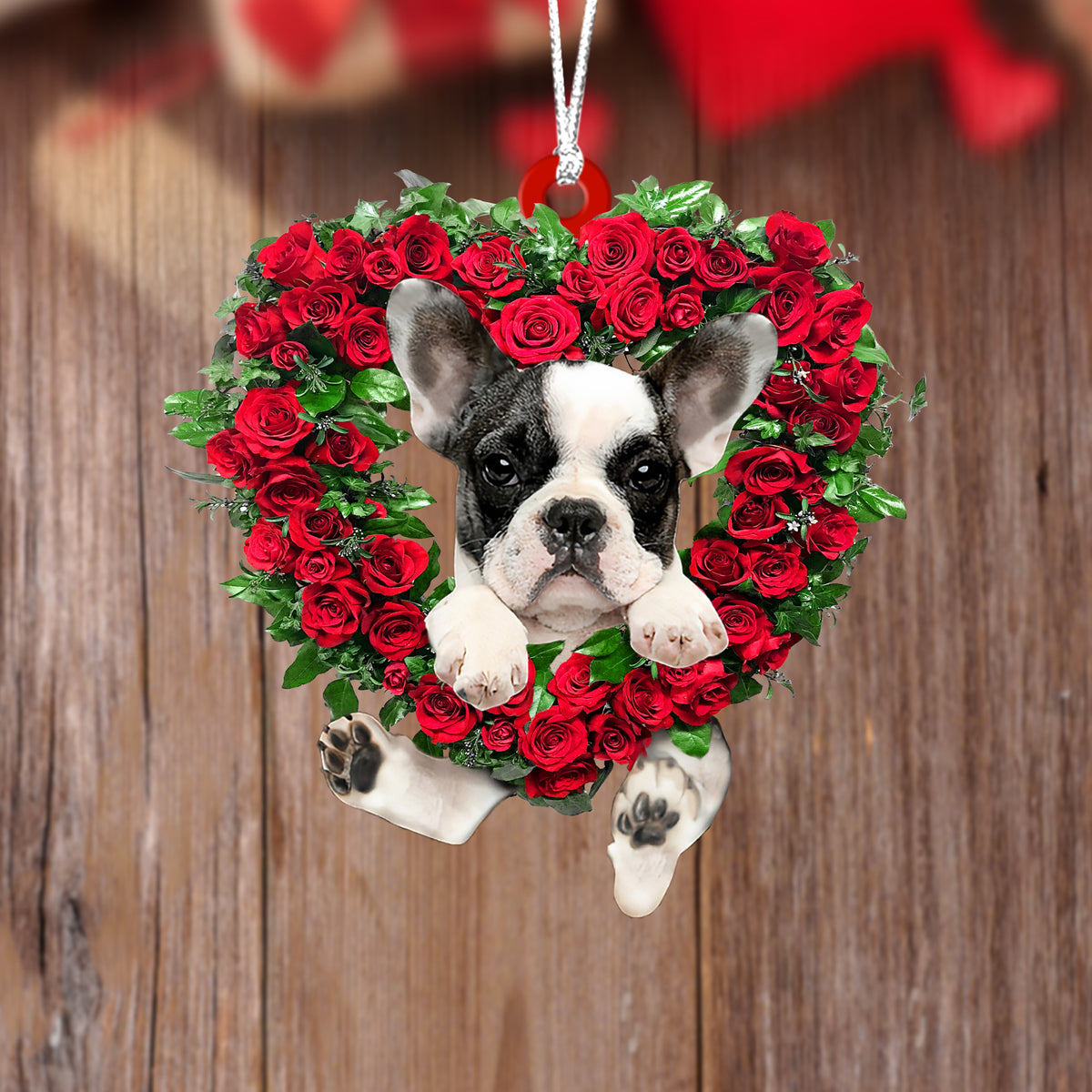 Boston Terrier-Heart Wreath Two Sides Ornament