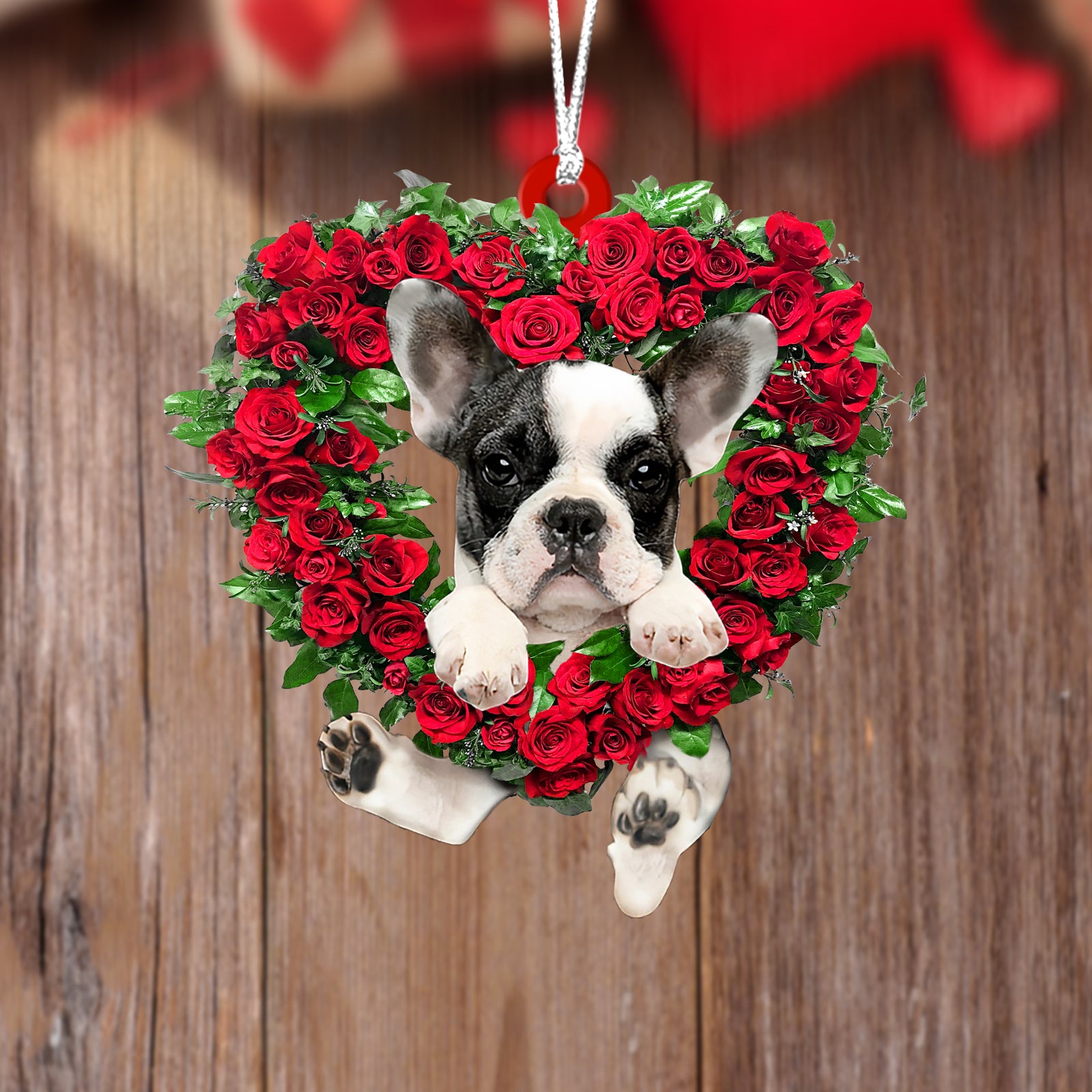 Boston Terrier-Heart Wreath Two Sides Ornament