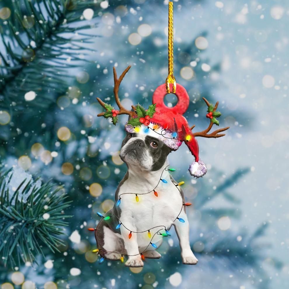 Boston Terriers Christmas Shape Ornament