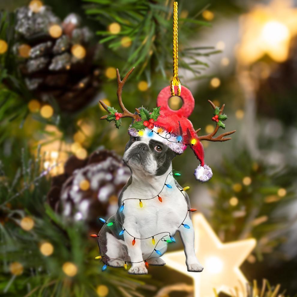 Boston Terriers Christmas Shape Ornament