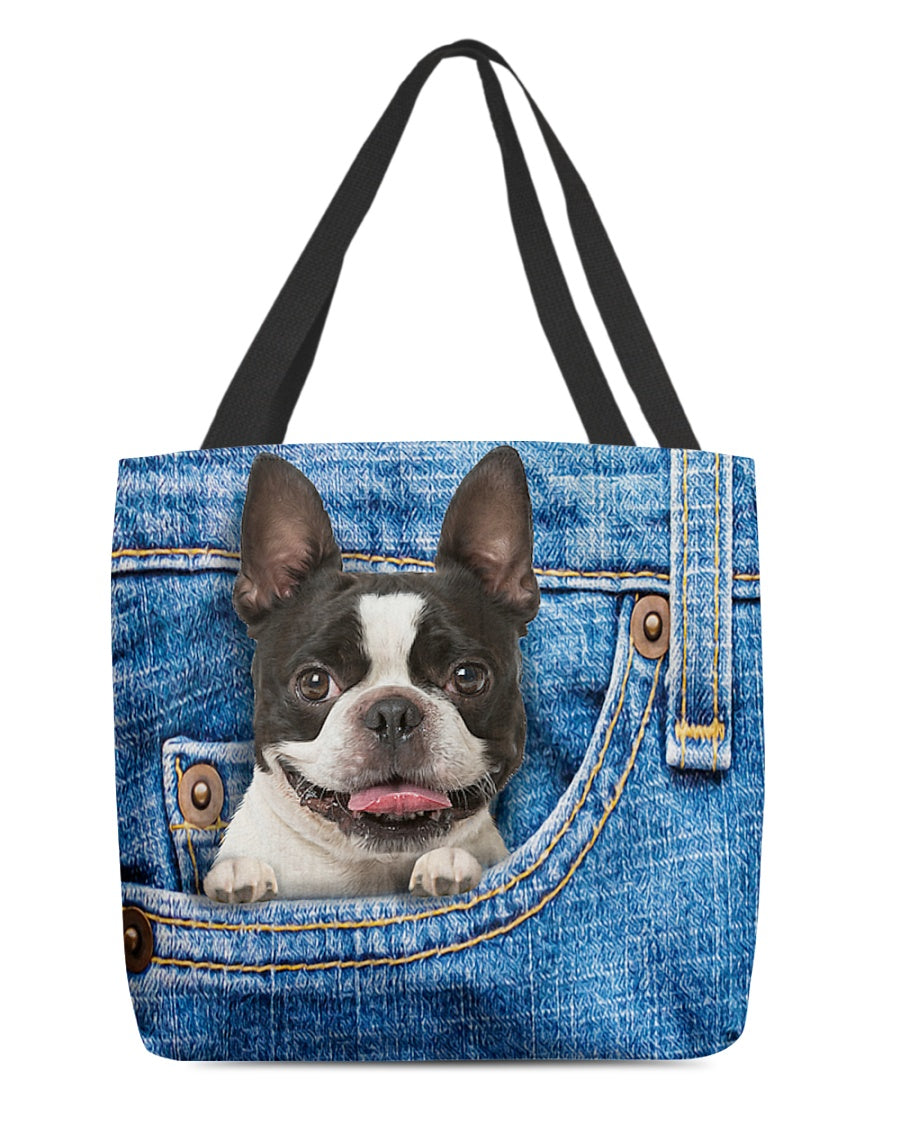 Boston terrier-in pocket-Cloth Tote Bag