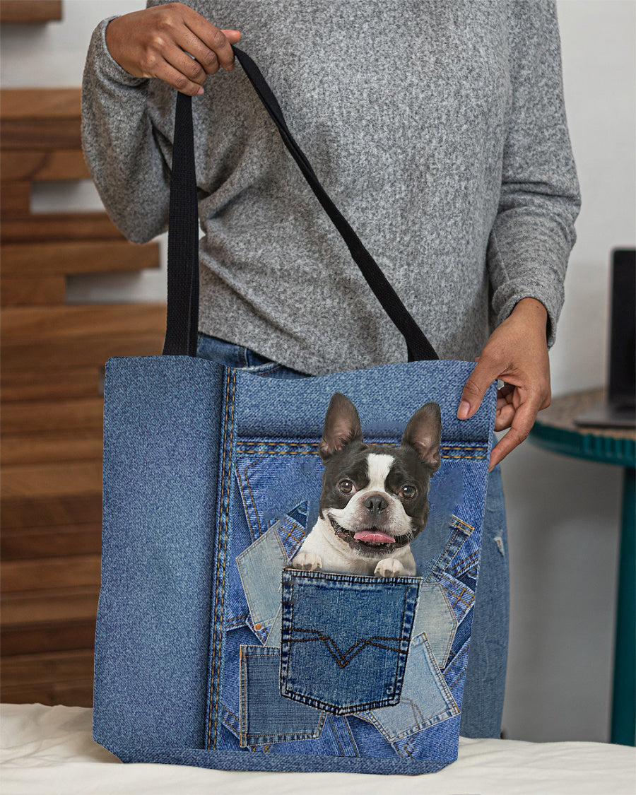 Boston terrier-in pocket2-Cloth Tote Bag