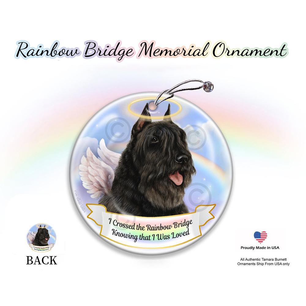 Rainbow Bridge Memorial-Bouvier Black Porcelain Hanging Ornament